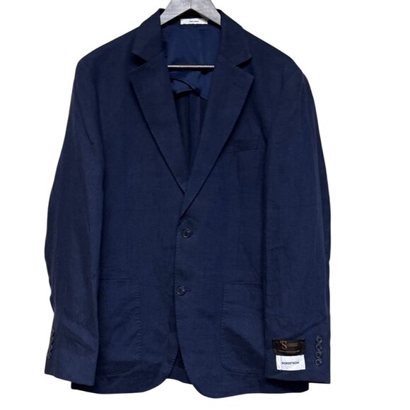 NEW Nordstrom Men's Tessuti Sondrio Blazer Suit 100% Linen Blue Lined 40R Jacket